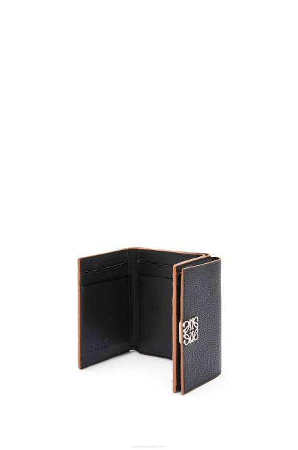 Black Anagram trifold wallet in pebble grain calfskin Loewe 84PR1245 Women