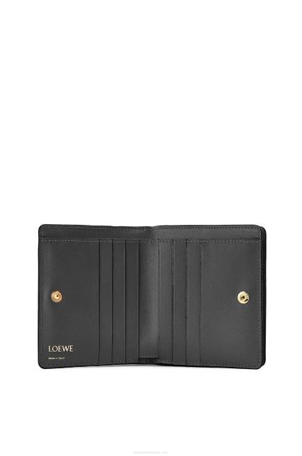 Black Repeat compact zip wallet in embossed silk calfskin Loewe 84PR1275 Women