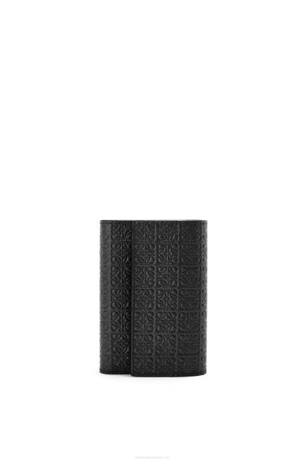 Black Repeat small vertical wallet in embossed silk calfskin Loewe 84PR1276 Women