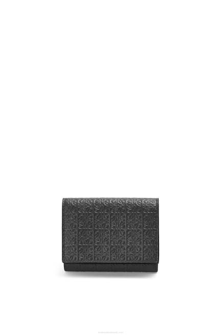 Black Repeat trifold wallet in embossed silk calfskin Loewe 84PR1274 Women