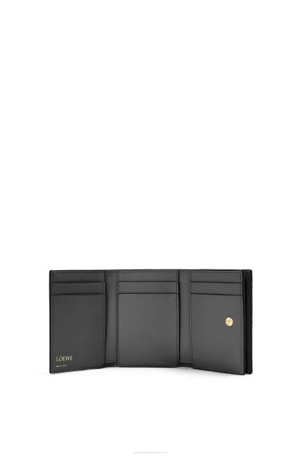 Black Repeat trifold wallet in embossed silk calfskin Loewe 84PR1274 Women