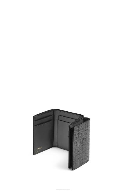 Black Repeat trifold wallet in embossed silk calfskin Loewe 84PR1274 Women