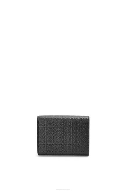 Black Repeat trifold wallet in embossed silk calfskin Loewe 84PR1274 Women