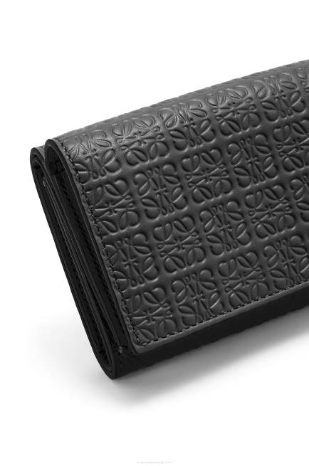 Black Repeat trifold wallet in embossed silk calfskin Loewe 84PR1274 Women
