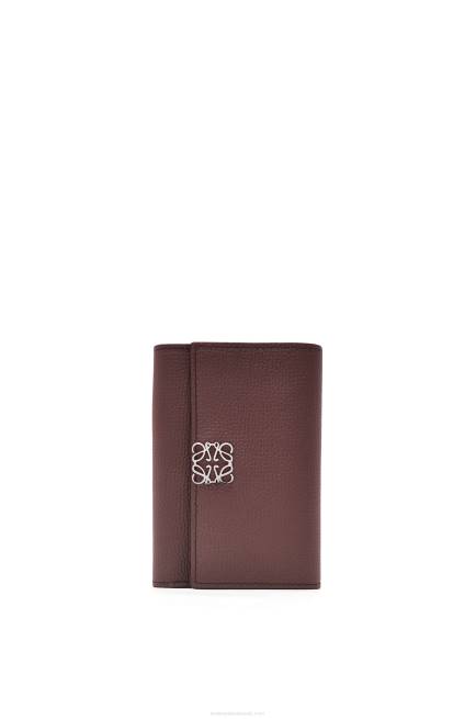 Burgundy Anagram small vertical wallet in pebble grain calfskin Loewe 84PR1297 Women