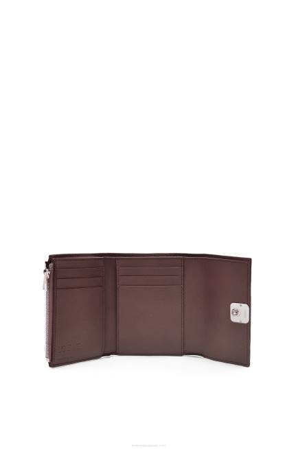 Burgundy Anagram small vertical wallet in pebble grain calfskin Loewe 84PR1297 Women