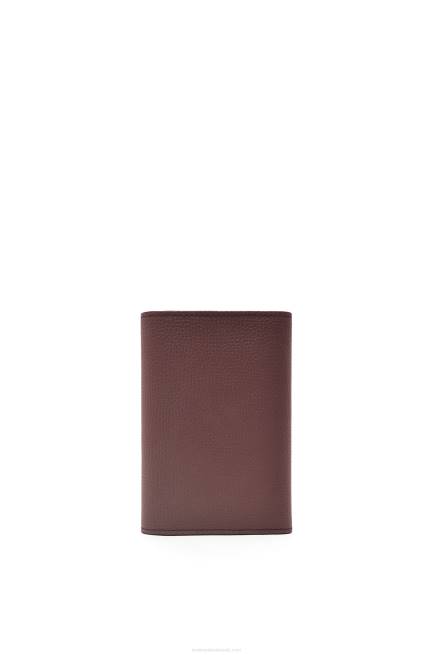 Burgundy Anagram small vertical wallet in pebble grain calfskin Loewe 84PR1297 Women