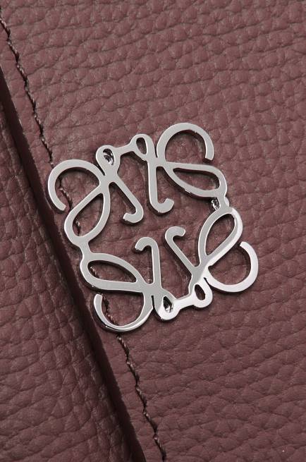 Burgundy Anagram small vertical wallet in pebble grain calfskin Loewe 84PR1297 Women