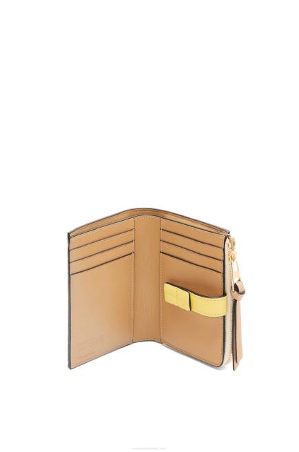 Butter/Pale Lemon Slim zip bifold wallet in soft grained calfskin Loewe 84PR1265 Women