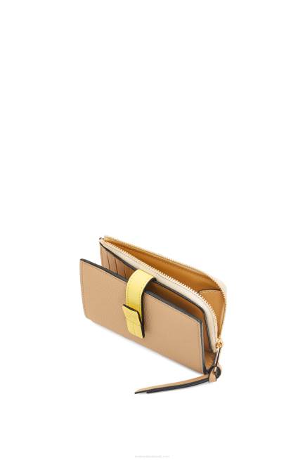 Butter/Pale Lemon Slim zip bifold wallet in soft grained calfskin Loewe 84PR1265 Women