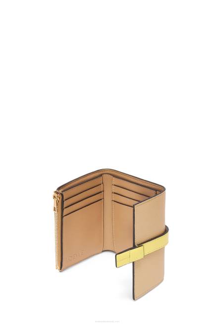 Butter/Pale Lemon Small vertical wallet in soft grained calfskin Loewe 84PR1286 Women