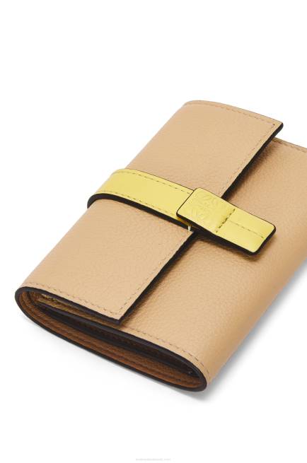 Butter/Pale Lemon Small vertical wallet in soft grained calfskin Loewe 84PR1286 Women
