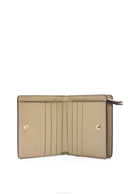 Clay Green/Butter Puzzle compact zip wallet in classic calfskin Loewe 84PR1259 Women