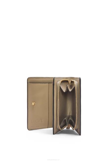 Clay Green/Butter Puzzle compact zip wallet in classic calfskin Loewe 84PR1259 Women