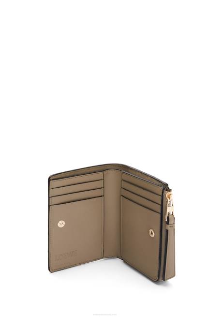 Clay Green/Butter Puzzle slim bifold wallet in classic calf Loewe 84PR1258 Women