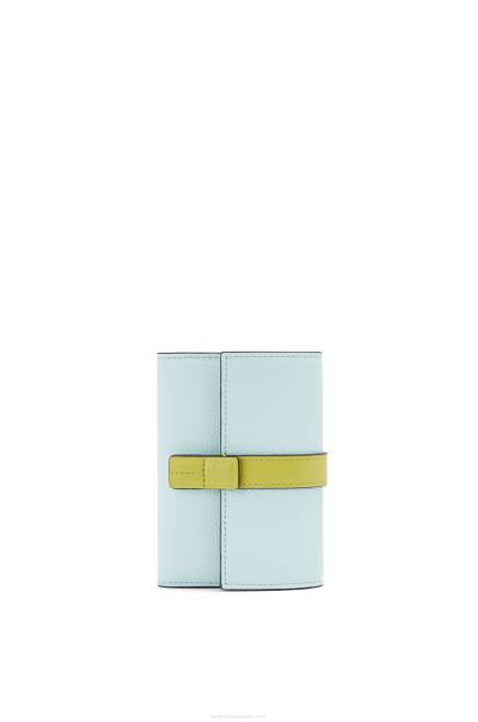 Crystal Blue/Lime Yellow Small vertical wallet in soft grained calfskin Loewe 84PR1309 Women