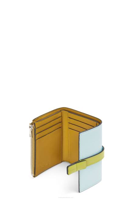 Crystal Blue/Lime Yellow Small vertical wallet in soft grained calfskin Loewe 84PR1309 Women