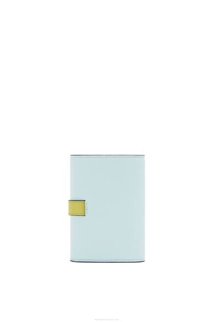 Crystal Blue/Lime Yellow Small vertical wallet in soft grained calfskin Loewe 84PR1309 Women
