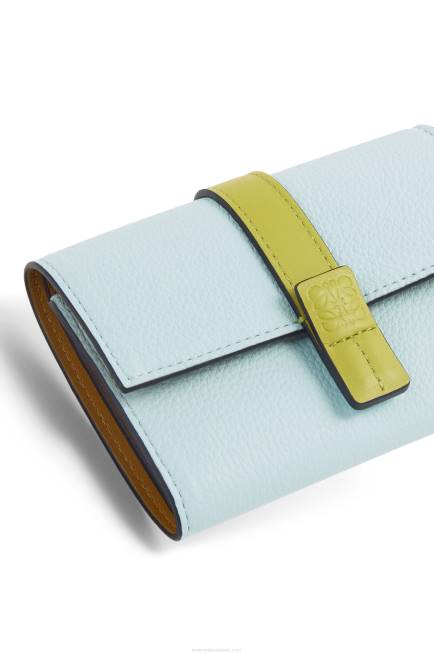 Crystal Blue/Lime Yellow Small vertical wallet in soft grained calfskin Loewe 84PR1309 Women