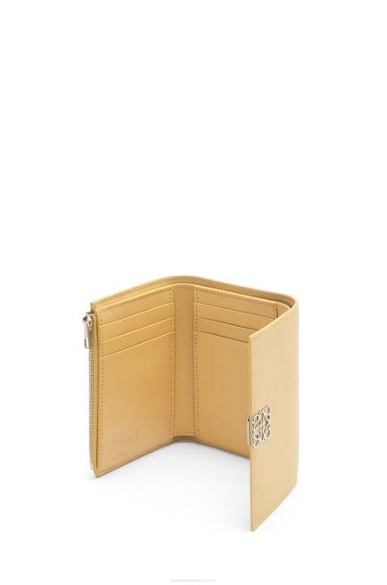 Dark Butter Anagram small vertical wallet in pebble grain calfskin Loewe 84PR1264 Women