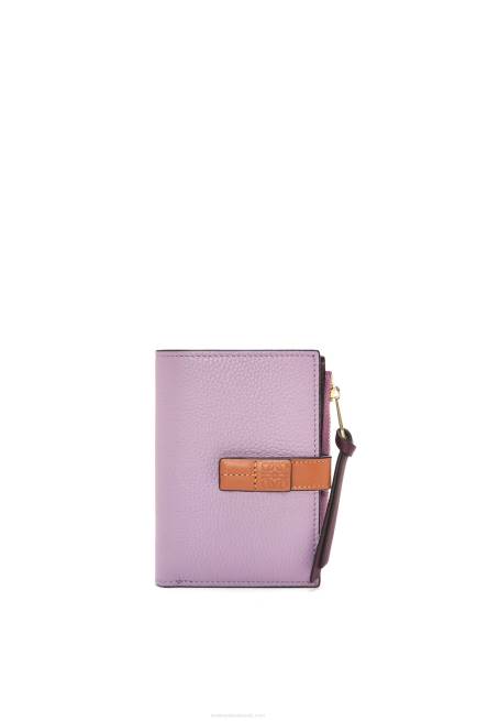 Dirty Mauve/Tan Slim zip bifold wallet in soft grained calfskin Loewe 84PR1269 Women