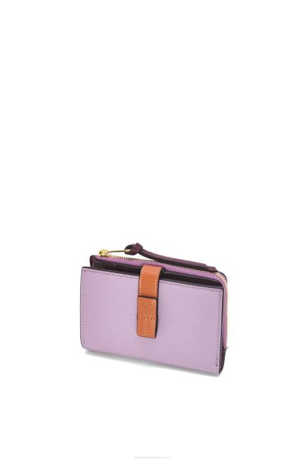 Dirty Mauve/Tan Slim zip bifold wallet in soft grained calfskin Loewe 84PR1269 Women