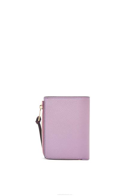 Dirty Mauve/Tan Slim zip bifold wallet in soft grained calfskin Loewe 84PR1269 Women