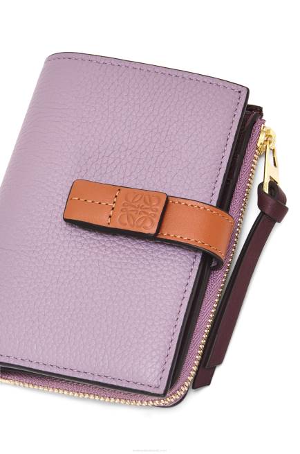 Dirty Mauve/Tan Slim zip bifold wallet in soft grained calfskin Loewe 84PR1269 Women