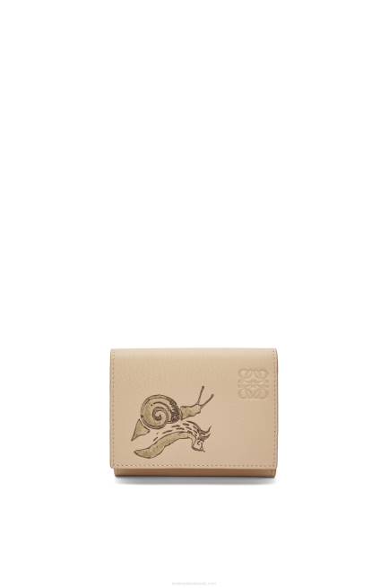 Dusty Beige Snail trifold wallet in classic calfskin Loewe 84PR1300 Women