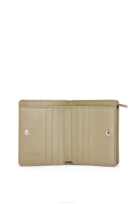 Dusty Blue/Sage Green Puzzle compact zip wallet in classic calfskin Loewe 84PR1213 Women