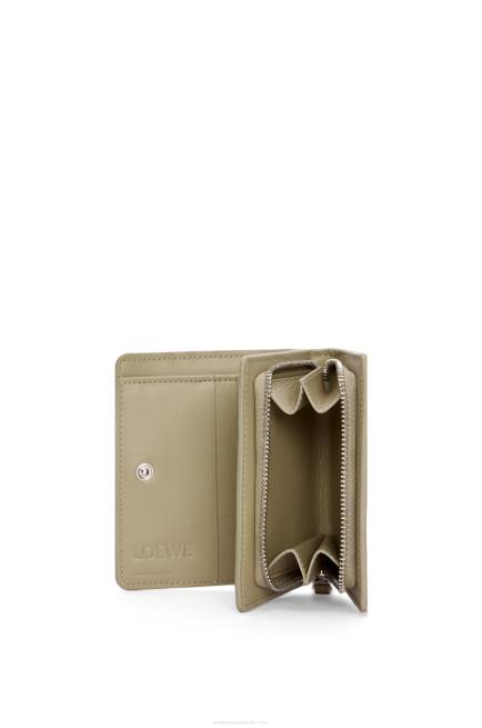 Dusty Blue/Sage Green Puzzle compact zip wallet in classic calfskin Loewe 84PR1213 Women