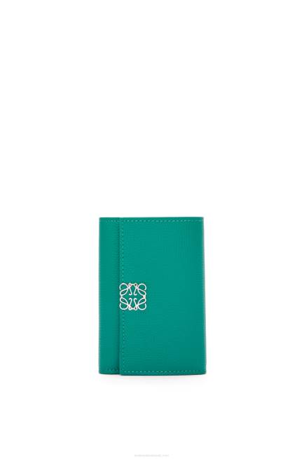 Emerald Green Anagram small vertical wallet in pebble grain calfskin Loewe 84PR1318 Women