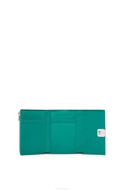 Emerald Green Anagram small vertical wallet in pebble grain calfskin Loewe 84PR1318 Women