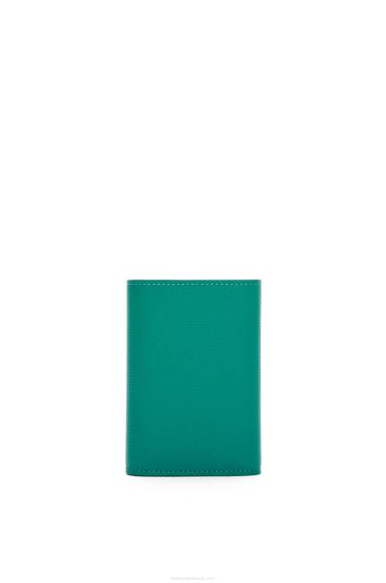 Emerald Green Anagram small vertical wallet in pebble grain calfskin Loewe 84PR1318 Women
