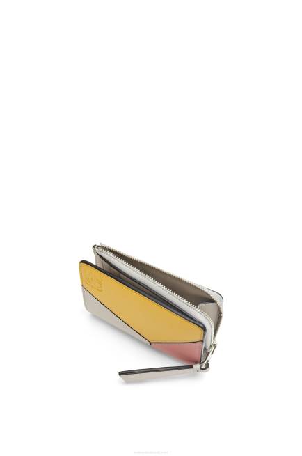 Ghost/Peach Bloom Puzzle slim bifold wallet in classic calf Loewe 84PR1263 Women