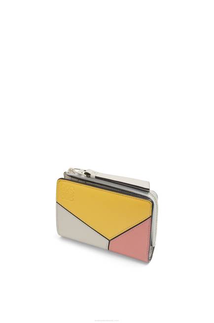 Ghost/Peach Bloom Puzzle slim bifold wallet in classic calf Loewe 84PR1263 Women
