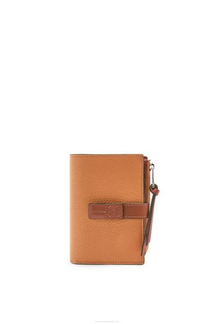 Light Caramel/Pecan Slim zip bifold wallet in soft grained calfskin Loewe 84PR1255 Women