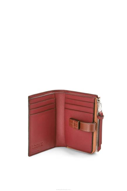 Light Caramel/Pecan Slim zip bifold wallet in soft grained calfskin Loewe 84PR1255 Women