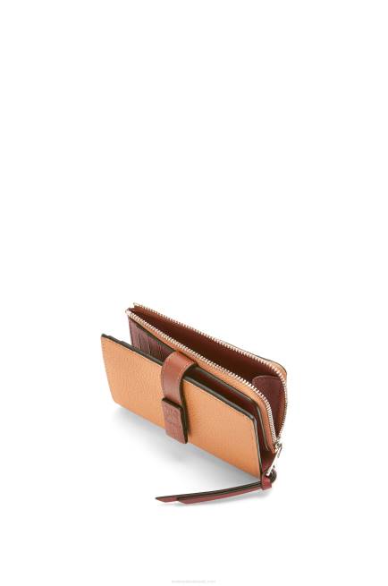 Light Caramel/Pecan Slim zip bifold wallet in soft grained calfskin Loewe 84PR1255 Women