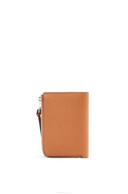 Light Caramel/Pecan Slim zip bifold wallet in soft grained calfskin Loewe 84PR1255 Women