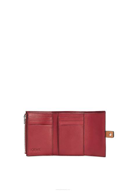 Light Caramel/Pecan Small vertical wallet in soft grained calfskin Loewe 84PR1256 Women
