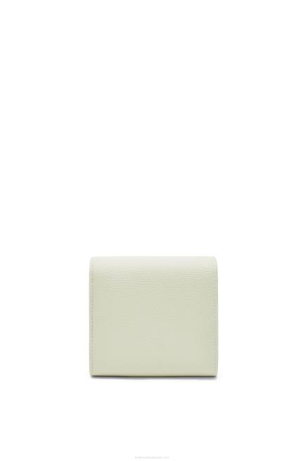 Light Celadon Anagram compact flap wallet in pebble grain calfskin Loewe 84PR1233 Women