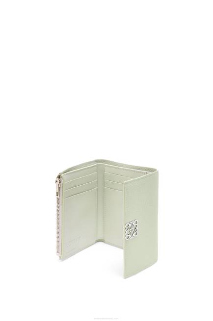 Light Celadon Anagram small vertical wallet in pebble grain calfskin Loewe 84PR1234 Women