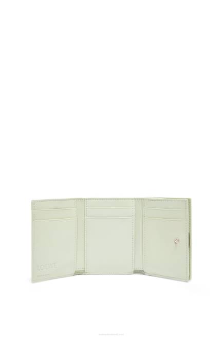 Light Celadon Anagram trifold wallet in pebble grain calfskin Loewe 84PR1232 Women