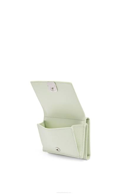 Light Celadon Anagram trifold wallet in pebble grain calfskin Loewe 84PR1232 Women