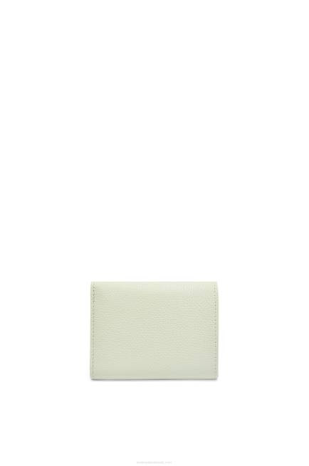 Light Celadon Anagram trifold wallet in pebble grain calfskin Loewe 84PR1232 Women