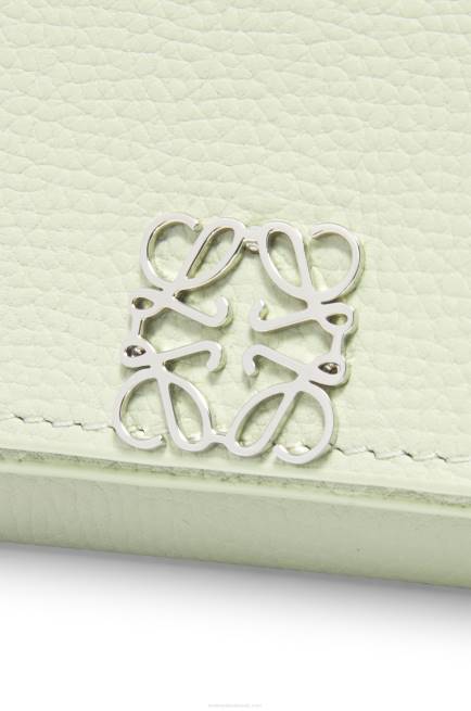 Light Celadon Anagram trifold wallet in pebble grain calfskin Loewe 84PR1232 Women