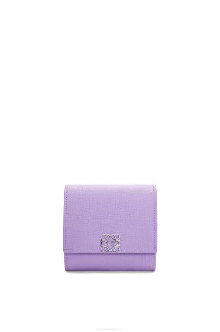 Light Mauve Anagram compact flap wallet in pebble grain calfskin Loewe 84PR1236 Women
