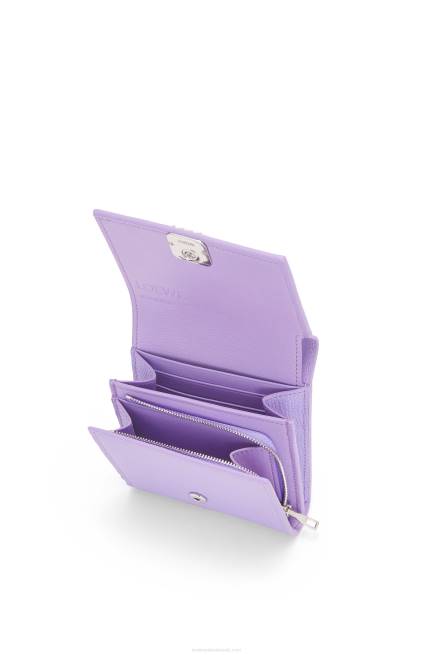 Light Mauve Anagram compact flap wallet in pebble grain calfskin Loewe 84PR1236 Women