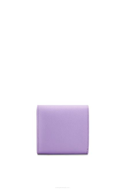 Light Mauve Anagram compact flap wallet in pebble grain calfskin Loewe 84PR1236 Women